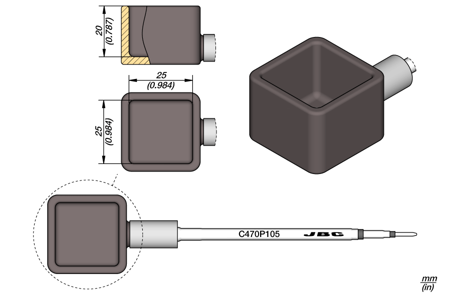 C470P105 - Solder Pot Cartridge 25 x 25 x 20